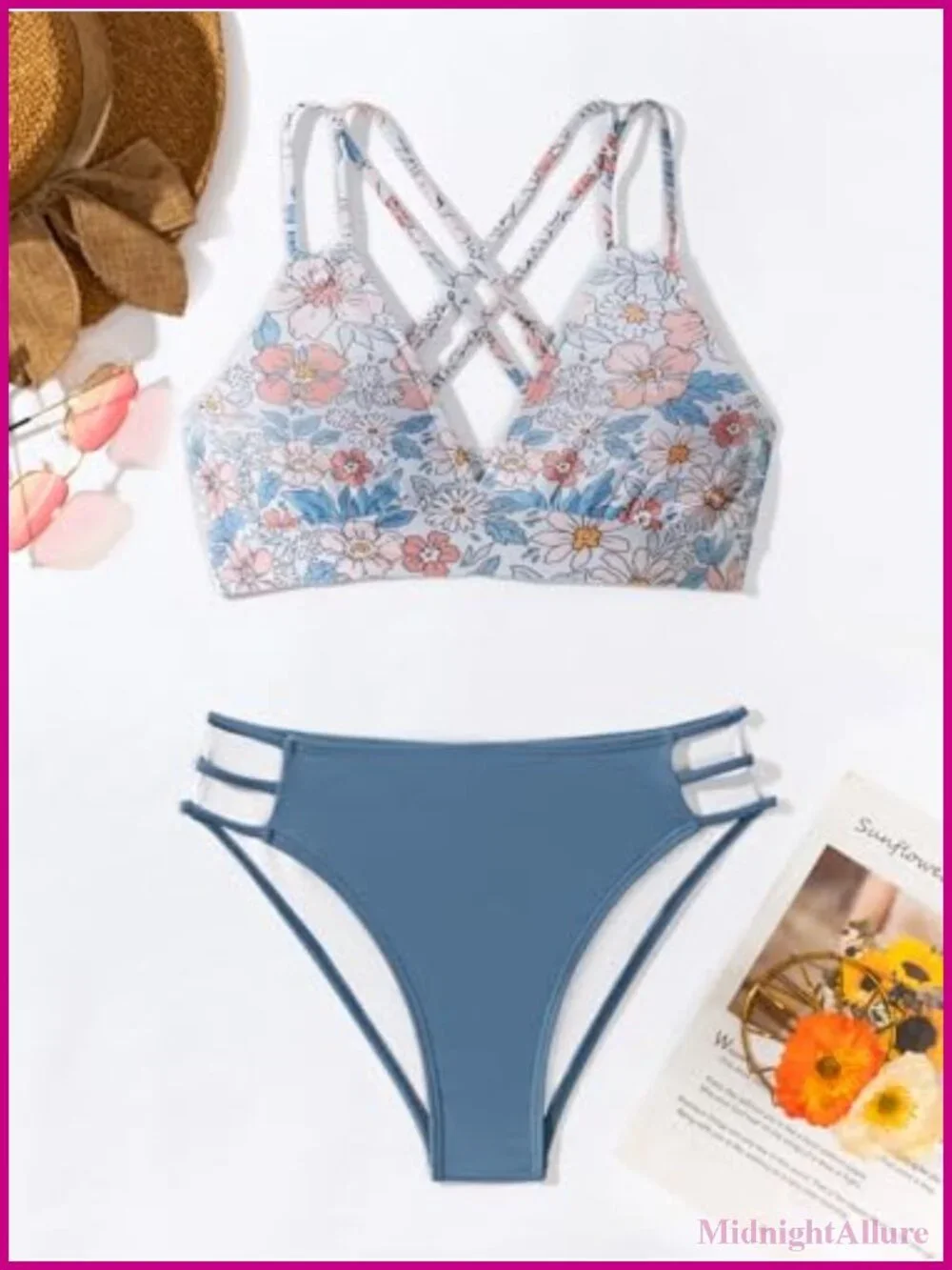 Women's Sexy V Neck Bikini Set Two Piece Hollow Out Cutout Swimwear